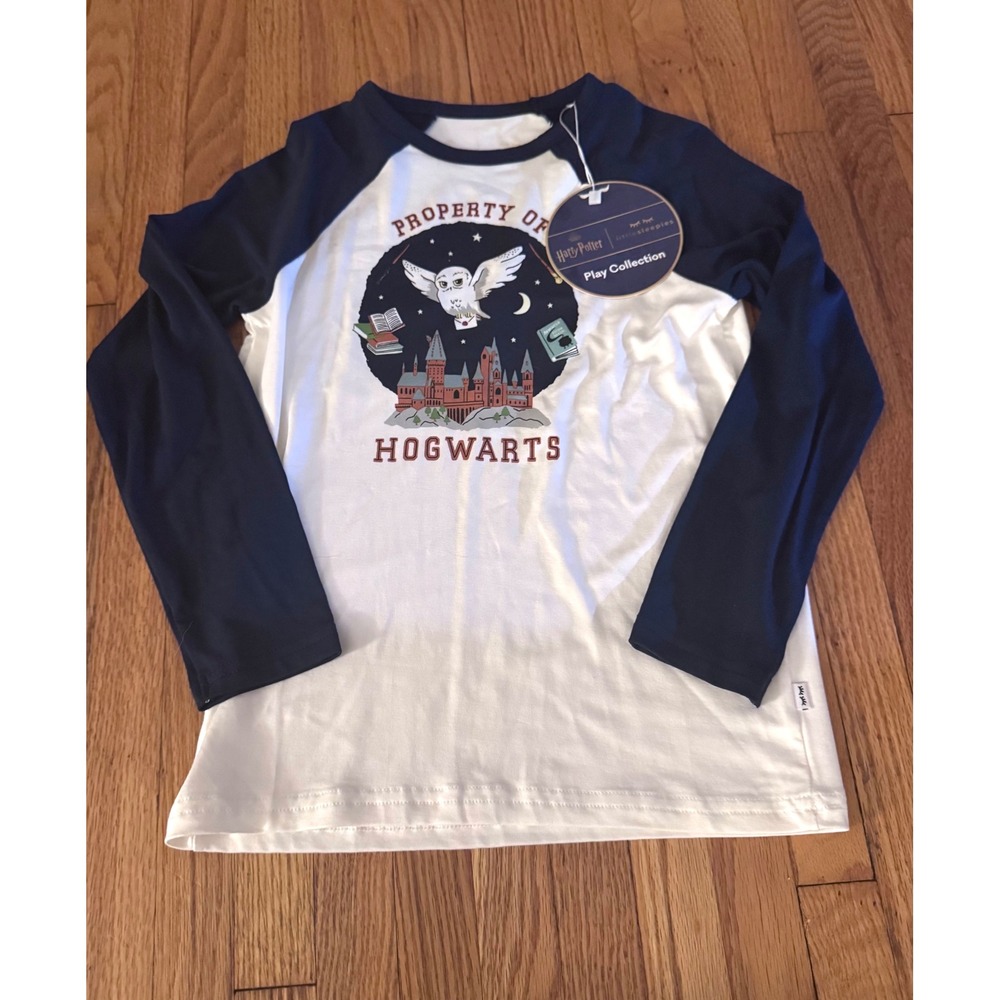 Little Sleepies Harry Potter Hogwarts Hedwig Raglan Tee Navy White Kids 5 NWT